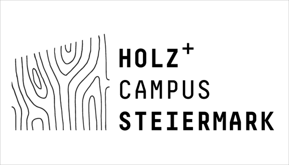 Logo Holz+ Campus Steiermark mit abstrahierten Holzbalken, Ingenieurbüro, Bauplanung, Architektur